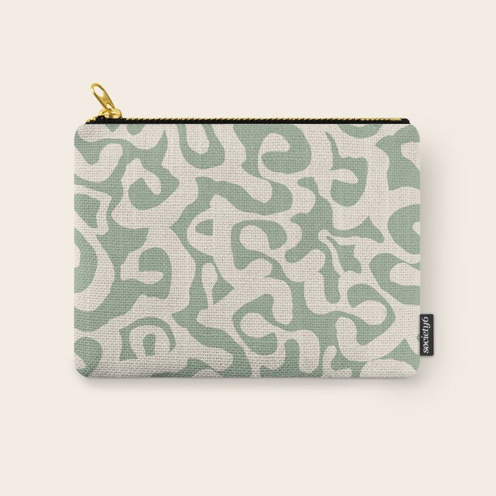 Sage Green and Almond Beige Abstract Modern Scala Media Pattern Carry All Pouch Gallery Image 1