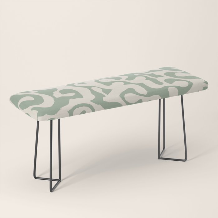Sage Green and Almond Beige Abstract Modern Scala Media Pattern Bench Gallery Image 1