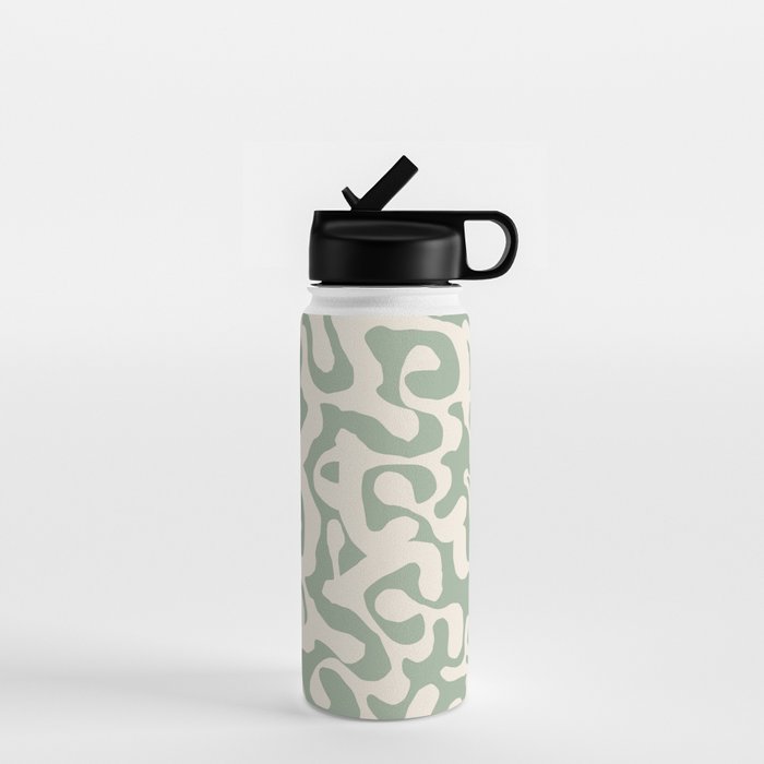 Sage Green and Almond Beige Abstract Modern Scala Media Pattern Water Bottle Gallery Image 1