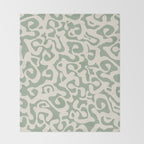 Sage Green and Almond Beige Abstract Modern Scala Media Pattern Throw Blanket Gallery Image 2