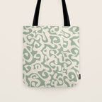Sage Green and Almond Beige Abstract Modern Scala Media Pattern Tote Bag Gallery Image 1