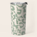 Sage Green and Almond Beige Abstract Modern Scala Media Pattern Travel Mug Gallery Image 2