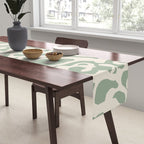 Sage Green and Almond Beige Abstract Modern Scala Media Pattern Table Runner Gallery Image 2