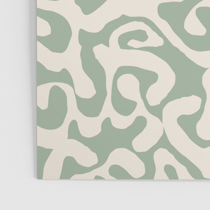 Sage Green and Almond Beige Abstract Modern Scala Media Pattern Poster Gallery Image 3