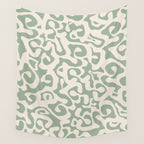 Sage Green and Almond Beige Abstract Modern Scala Media Pattern Wall Tapestry Gallery Image 4