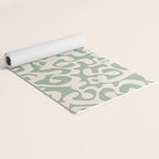 Sage Green and Almond Beige Abstract Modern Scala Media Pattern Yoga Mat Gallery Image 2
