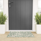 Sage Green and Almond Beige Abstract Modern Scala Media Pattern Welcome Mat Gallery Image 3