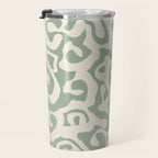 Sage Green and Almond Beige Abstract Modern Scala Media Pattern Travel Mug Gallery Image 3