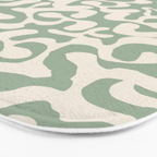 Sage Green and Almond Beige Abstract Modern Scala Media Pattern Bath Mat Gallery Image 3