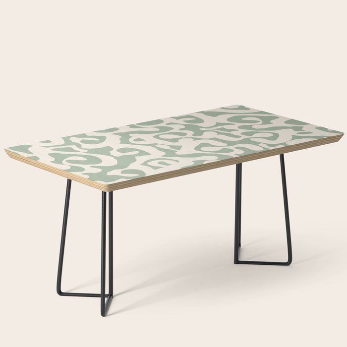 Sage Green and Almond Beige Abstract Modern Scala Media Pattern Coffee Table Gallery Image 1