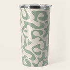 Sage Green and Almond Beige Abstract Modern Scala Media Pattern Travel Mug Gallery Image 1