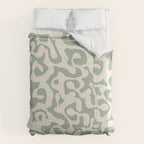 Sage Green and Almond Beige Abstract Modern Scala Media Pattern Comforter Gallery Image 6