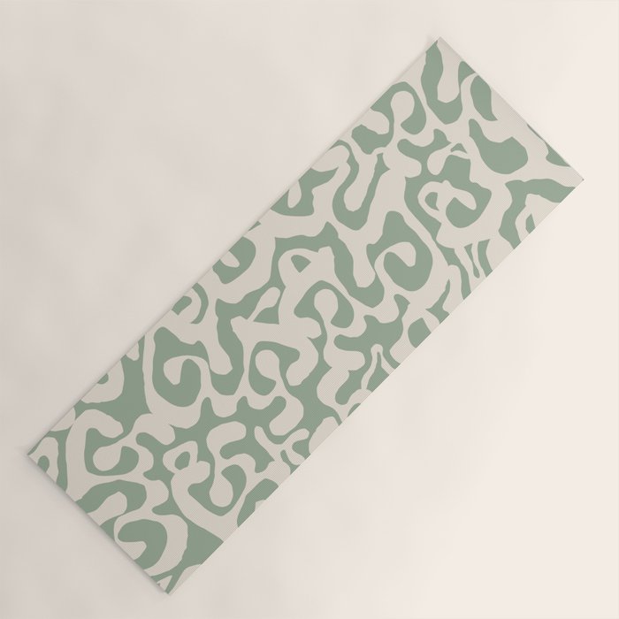Sage Green and Almond Beige Abstract Modern Scala Media Pattern Yoga Mat Gallery Image 1