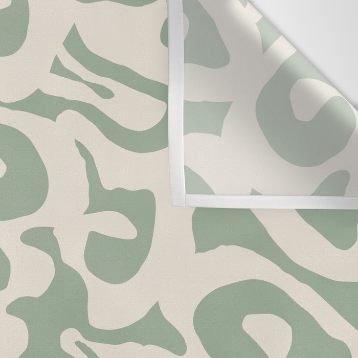 Sage Green and Almond Beige Abstract Modern Scala Media Pattern Wall Tapestry Gallery Image 3
