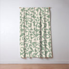 Sage Green and Almond Beige Abstract Modern Scala Media Pattern Window Curtain Gallery Image 3