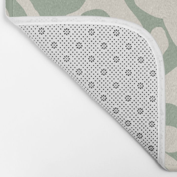 Sage Green and Almond Beige Abstract Modern Scala Media Pattern Bath Mat Gallery Image 2