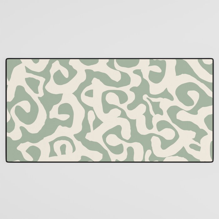 Sage Green and Almond Beige Abstract Modern Scala Media Pattern Desk Mat Gallery Image 3