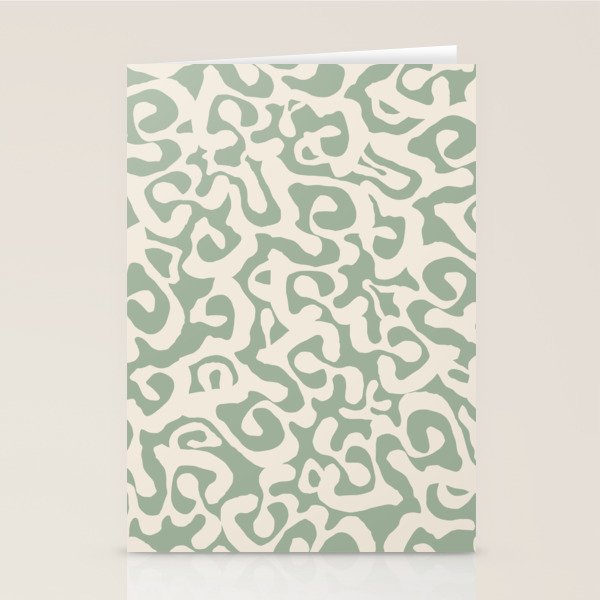 Sage Green and Almond Beige Abstract Modern Scala Media Pattern Stationery Card Gallery Image 2