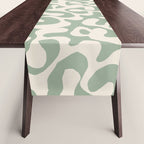 Sage Green and Almond Beige Abstract Modern Scala Media Pattern Table Runner Gallery Image 1