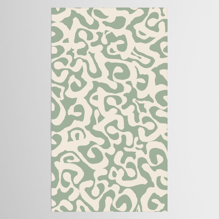 Sage Green and Almond Beige Abstract Modern Scala Media Pattern Tablecloth Gallery Image 2