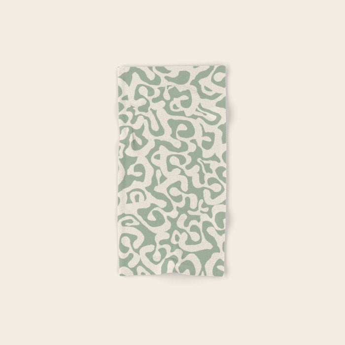 Sage Green and Almond Beige Abstract Modern Scala Media Pattern Bath Towel Gallery Image 1