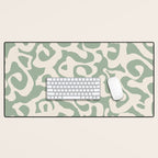 Sage Green and Almond Beige Abstract Modern Scala Media Pattern Desk Mat Gallery Image 1
