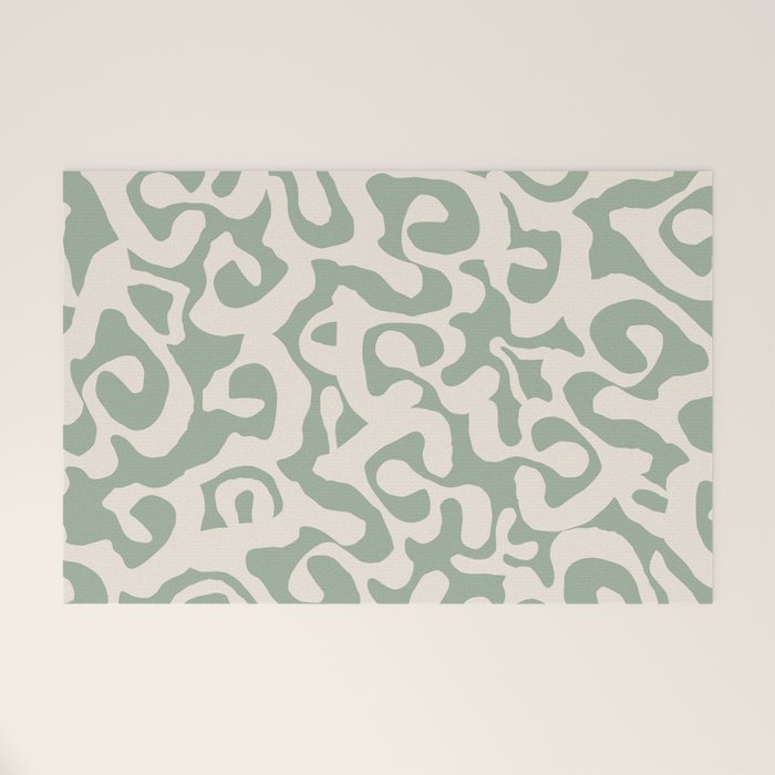 Sage Green and Almond Beige Abstract Modern Scala Media Pattern Welcome Mat Gallery Image 1