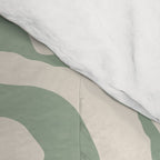 Sage Green and Almond Beige Abstract Modern Scala Media Pattern Comforter Gallery Image 4