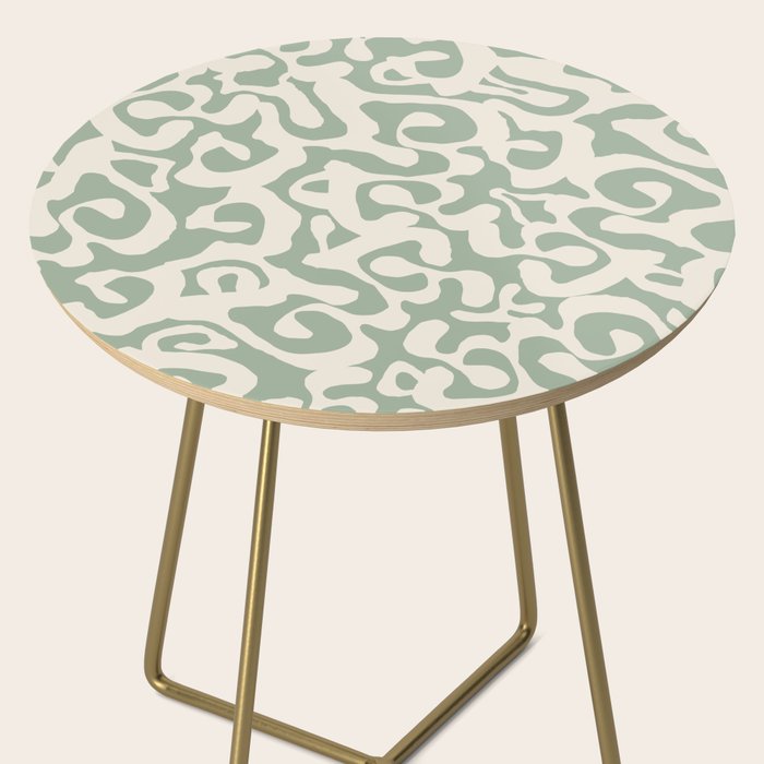 Sage Green and Almond Beige Abstract Modern Scala Media Pattern Side Table Gallery Image 2