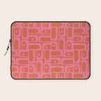 Mid Century Modern Piquet Abstract Multi Pattern in Hot Pink and Spiced Orange Laptop Sleeve Gallery Image 1