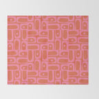 Mid Century Modern Piquet Abstract Multi Pattern in Hot Pink and Spiced Orange Throw Blanket Gallery Image 2