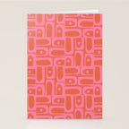 Mid Century Modern Piquet Abstract Multi Pattern in Hot Pink and Spiced Orange Stationery Card Gallery Image 2