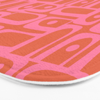 Mid Century Modern Piquet Abstract Multi Pattern in Hot Pink and Spiced Orange Bath Mat Gallery Image 3