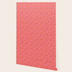 Mid Century Modern Piquet Abstract Multi Pattern in Hot Pink and Spiced Orange Wallpaper Gallery Image 2