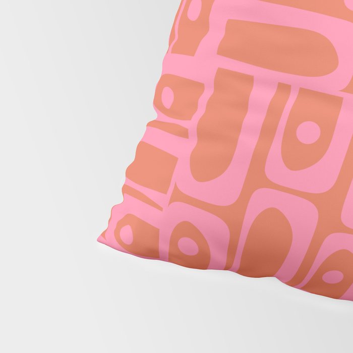 Mid Century Modern Piquet Abstract Multi Pattern in Hot Pink and Spiced Orange Pillow Sham Gallery Image 4