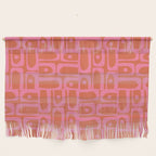 Mid Century Modern Piquet Abstract Multi Pattern in Hot Pink and Spiced Orange Wall Hanging Gallery Image 1