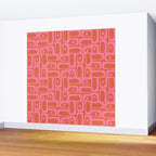 Mid Century Modern Piquet Abstract Multi Pattern in Hot Pink and Spiced Orange Wall Mural Gallery Image 2