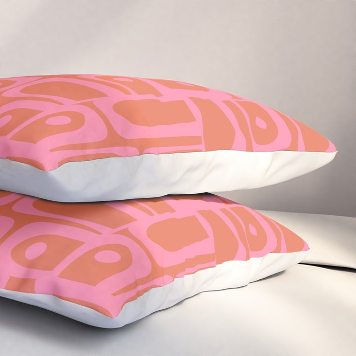 Mid Century Modern Piquet Abstract Multi Pattern in Hot Pink and Spiced Orange Pillow Sham Gallery Image 3