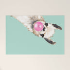 Bubblegum Sneaky Llama in Green Welcome Mat Gallery Image 1