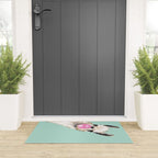 Bubblegum Sneaky Llama in Green Welcome Mat Gallery Image 3