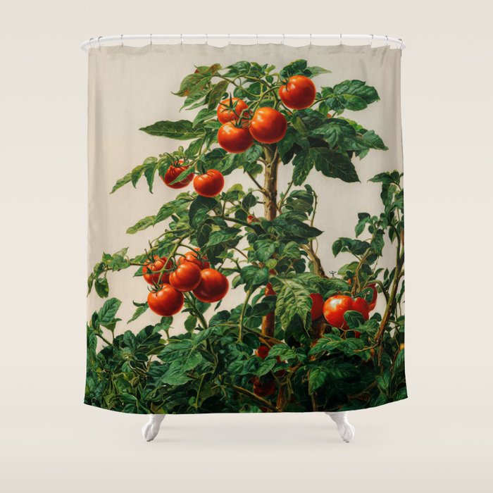 Japanese Wall Art Botanical Art Tomato Girl Summer Sage Green Painting Japandi Poster Kitchen Art Shower Curtain Gallery Image 1