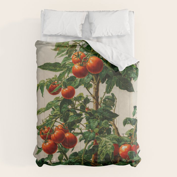 Japanese Wall Art Botanical Art Tomato Girl Summer Sage Green Painting Japandi Poster Kitchen Art Comforter Gallery Image 1