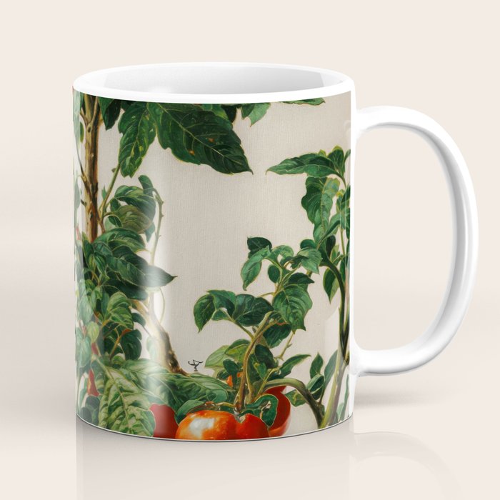 Japanese Wall Art Botanical Art Tomato Girl Summer Sage Green Painting Japandi Poster Kitchen Art Coffee Mug Gallery Image 1