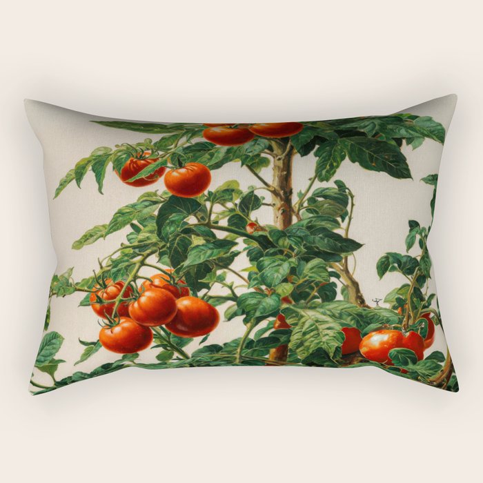 Japanese Wall Art Botanical Art Tomato Girl Summer Sage Green Painting Japandi Poster Kitchen Art Rectangular Pillow Gallery Image 1