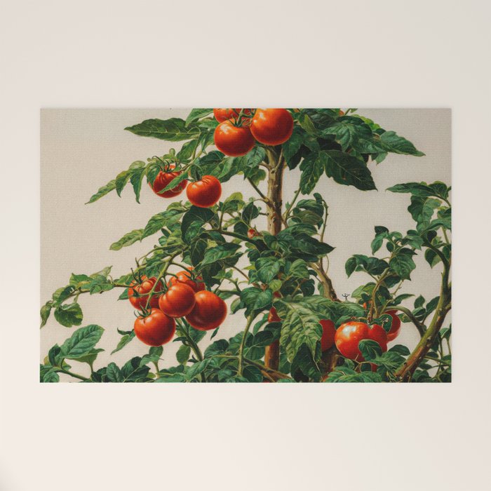 Japanese Wall Art Botanical Art Tomato Girl Summer Sage Green Painting Japandi Poster Kitchen Art Welcome Mat Gallery Image 1