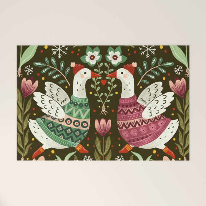Winter geese in sweaters Welcome Mat Gallery Image 1