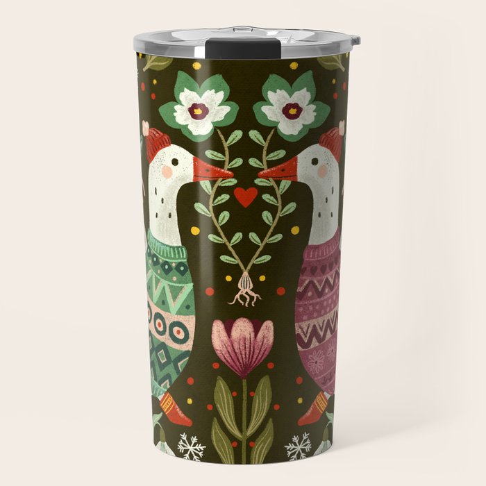 Winter geese in sweaters Travel Mug Gallery Image 1