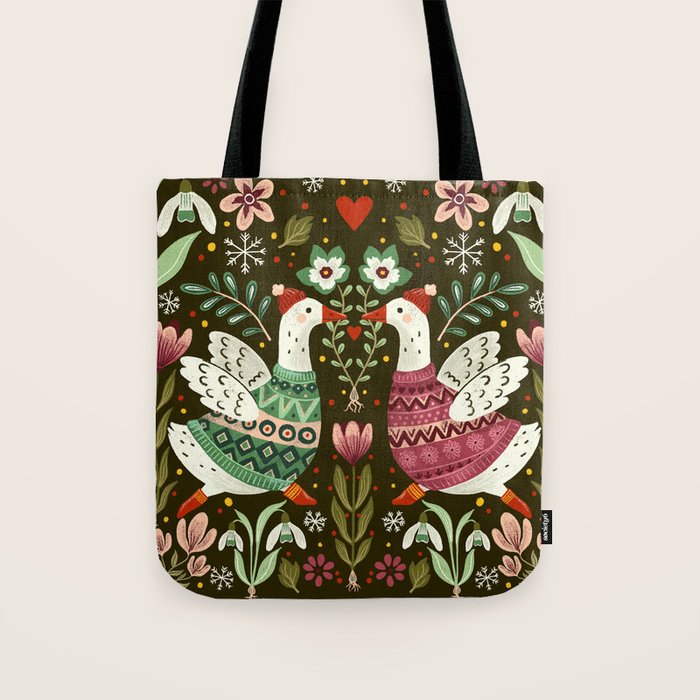 Winter geese in sweaters Tote Bag Gallery Image 1