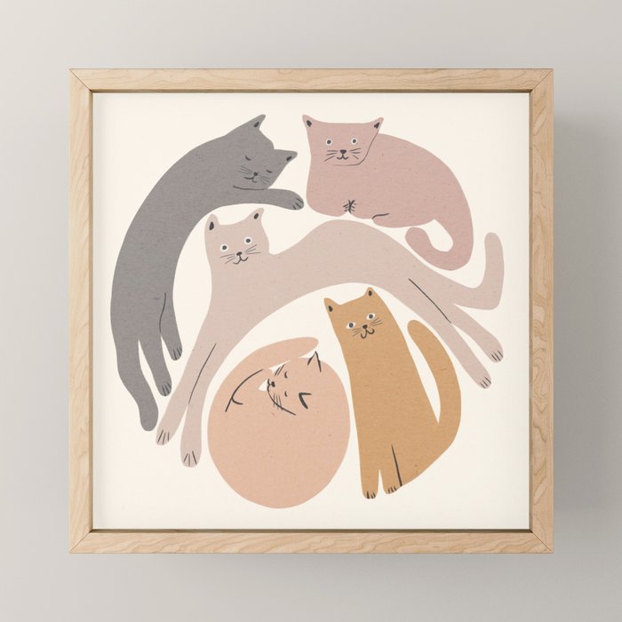 Circle of cats  Mini Art Print Gallery Image 1