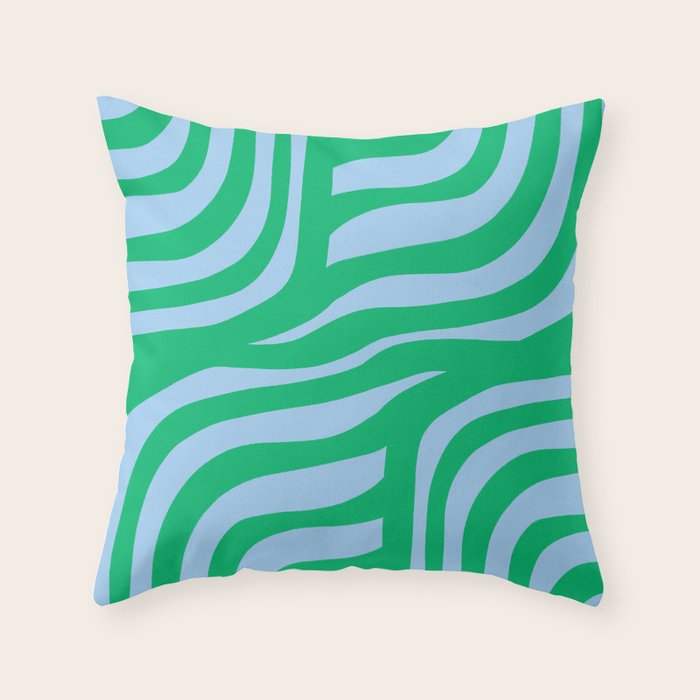Wavy Zebra Green Throw Pillow Gallery Image 6